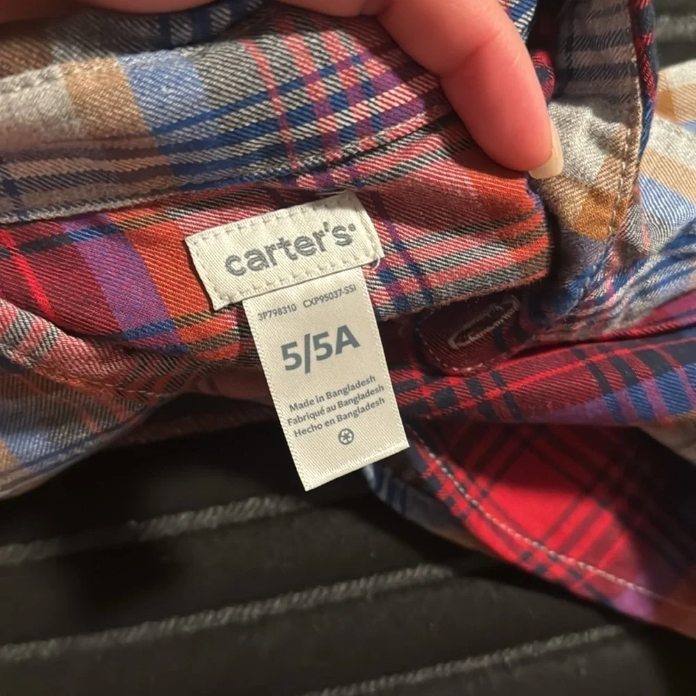 Carter's Kids Plaid Shirt - Red, Blue, Brown